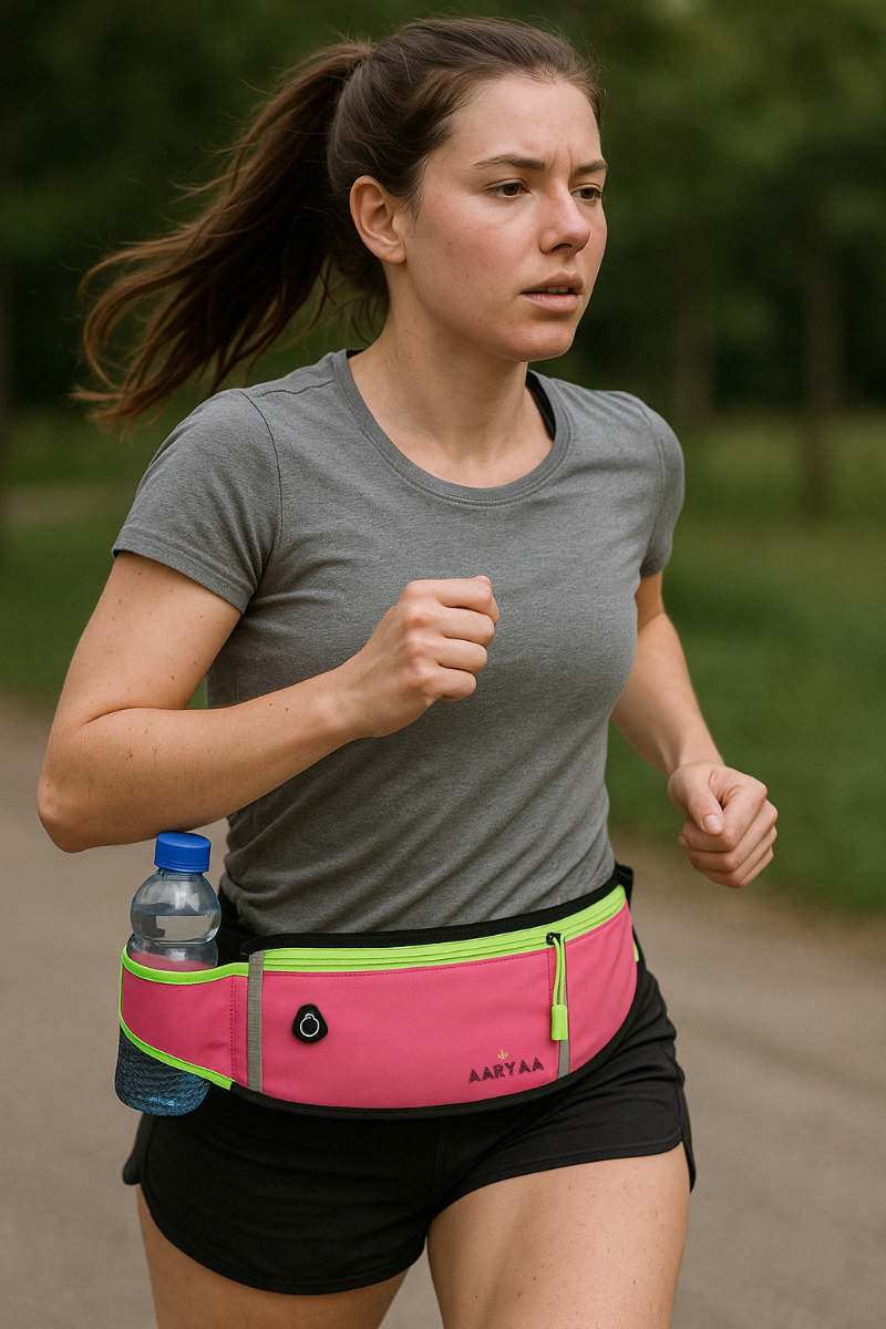 2025 EDITIE-AARYAA Reflecterende Runningbelt Met Bidonhouder- Roze