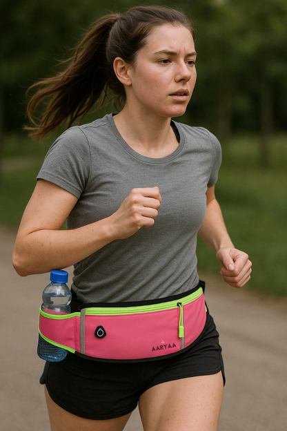 2025 EDITIE-AARYAA Reflecterende Runningbelt Met Bidonhouder- Roze