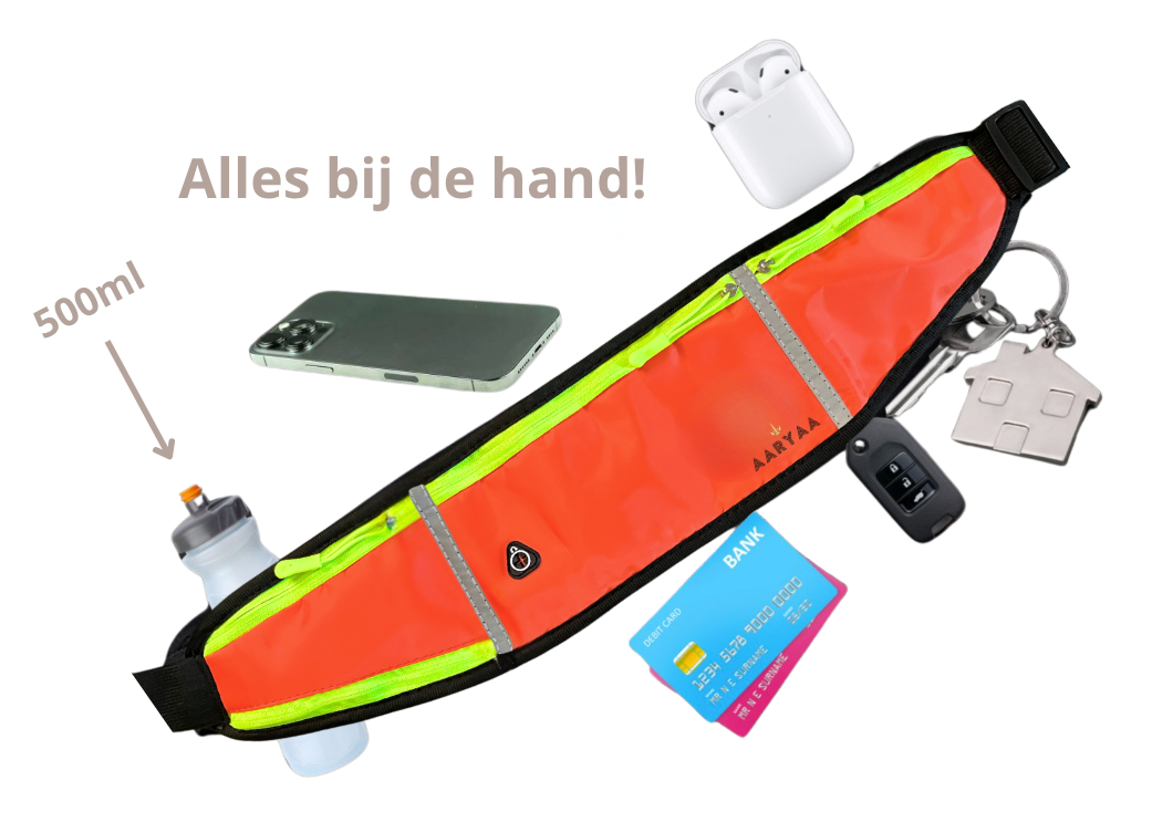 2025 EDITIE-AARYAA Reflecterende Runningbelt Met Bidonhouder- Oranje