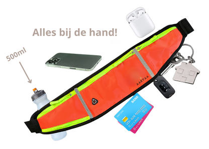 2025 EDITIE-AARYAA Reflecterende Runningbelt Met Bidonhouder- Oranje