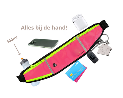 2025 EDITIE-AARYAA Reflecterende Runningbelt Met Bidonhouder- Roze