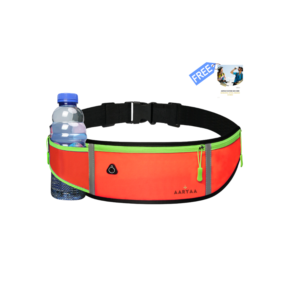 2025 EDITIE-AARYAA Reflecterende Runningbelt Met Bidonhouder- Oranje